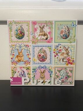 Seesaw Spring Has Sprung Easter Jigsaw Puzzle 1000 Pc NEW Bunny Rabbits Flowers